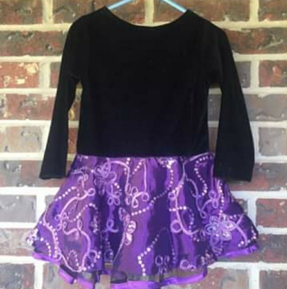 🌼KIDS: BLACK VELVET BODICE PURPLE DRESS - Picture 3 of 3